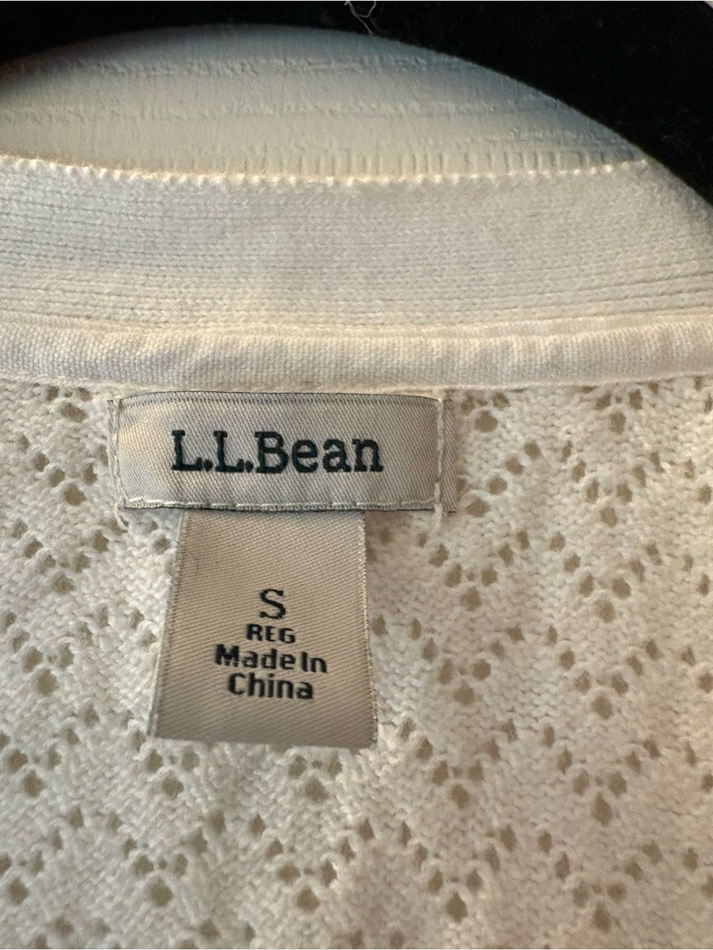 L.L. Bean Women's Cream Open Front Knit Cardigan - Picture 2 of 3